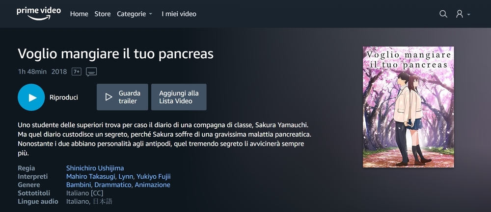 Voglio mangiare il tuo Pancreas su Amazon Prime Video Voglio mangiare il tuo Pancreas su Amazon Prime Video